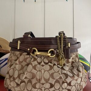 Coach Hampton Brown Signature Shoulder Bag